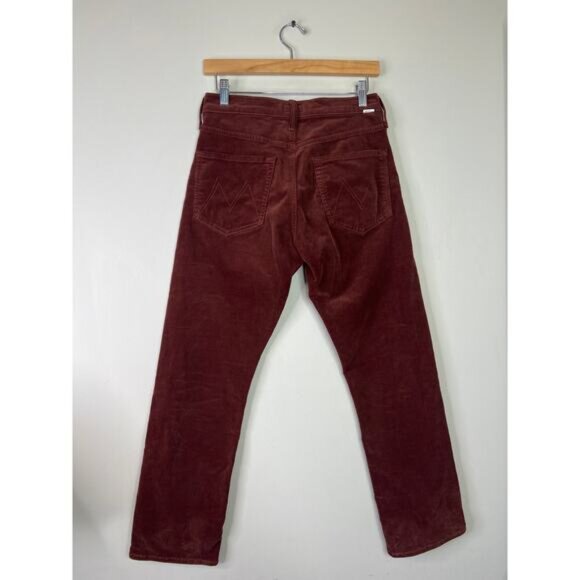 NEW MOTHER Corduroy Mid Rise Rider Ankle Brown Pant in Rum Russian Size: 28 - Picture 6 of 7